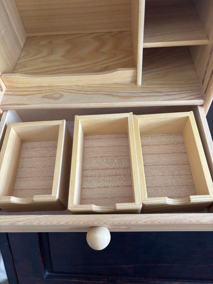 木製蛇腹コスメボックス ミラー 引き出し収納付き 美品