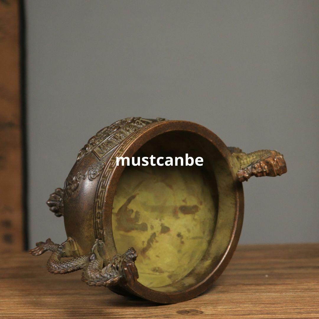 銅器 香炉 竜耳香炉 供養炉 鎮宅 辟邪 開運風水 招財 置物 工芸品