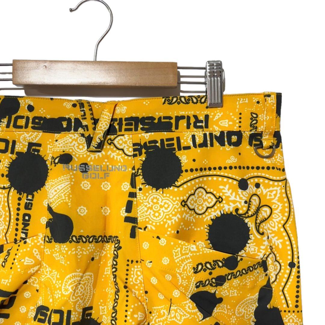 新品 ラッセルノ ゴルフ バンダナ ストレッチ カーゴショーツ イエロー M 4