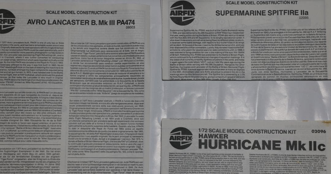 貴重AIRFIX製　1／７２バトル・オブ・ブリテン５０周年記念（３機種）未組立