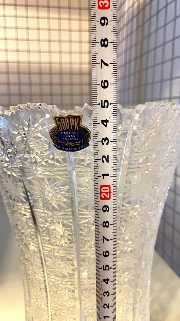 【未使用】ボヘミアグラス　500PK　花瓶　　クリスタルグラス【アンティーク】