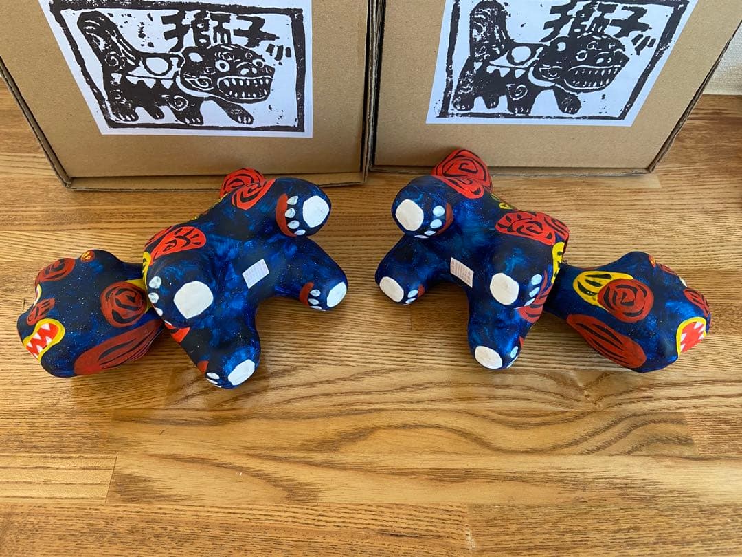 特注品 琉球張子 豊永盛人 ロードワークス シーサー2体セット 阿吽