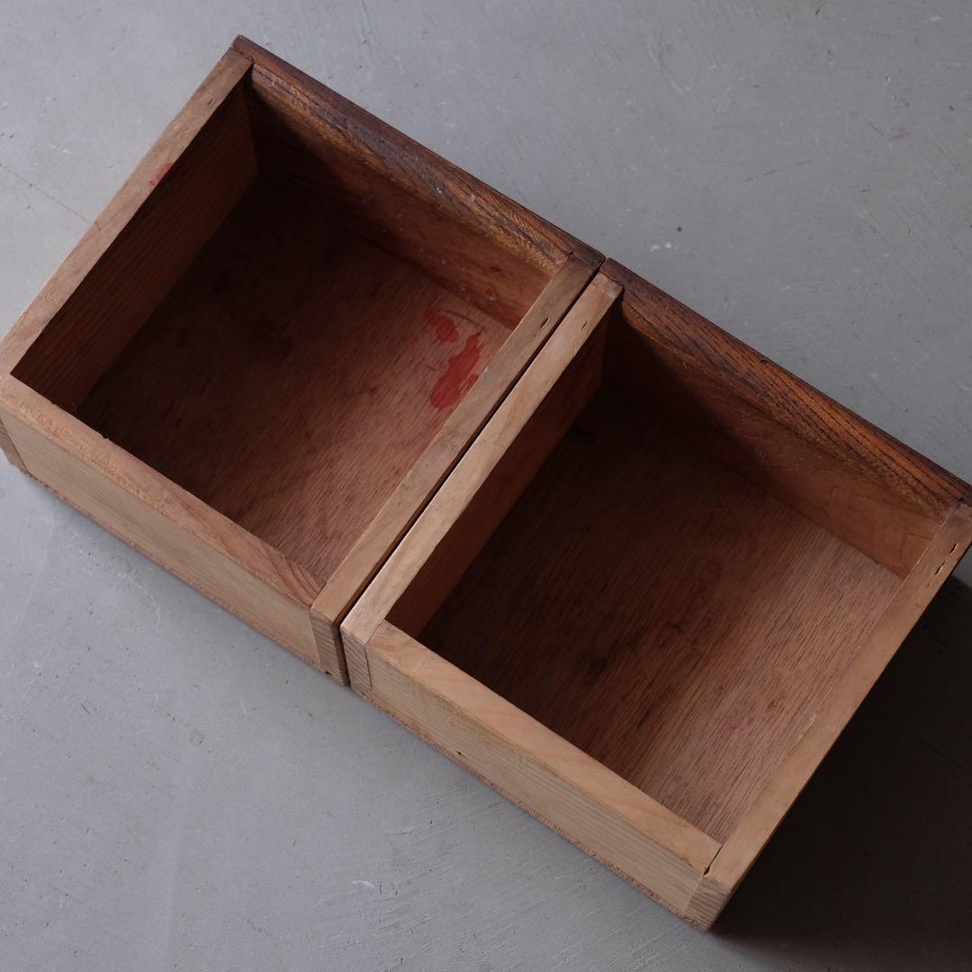 栓材 ２杯小引き出し　抽斗 箪笥 書類棚 小物入れ 古家具 古道具 アンティーク