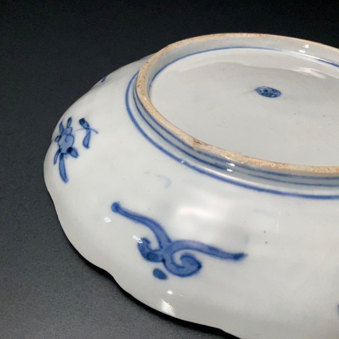 伊万里色絵窓絵花図七寸皿∅21㎝　赤絵　通り文　古伊万里　R1379B2