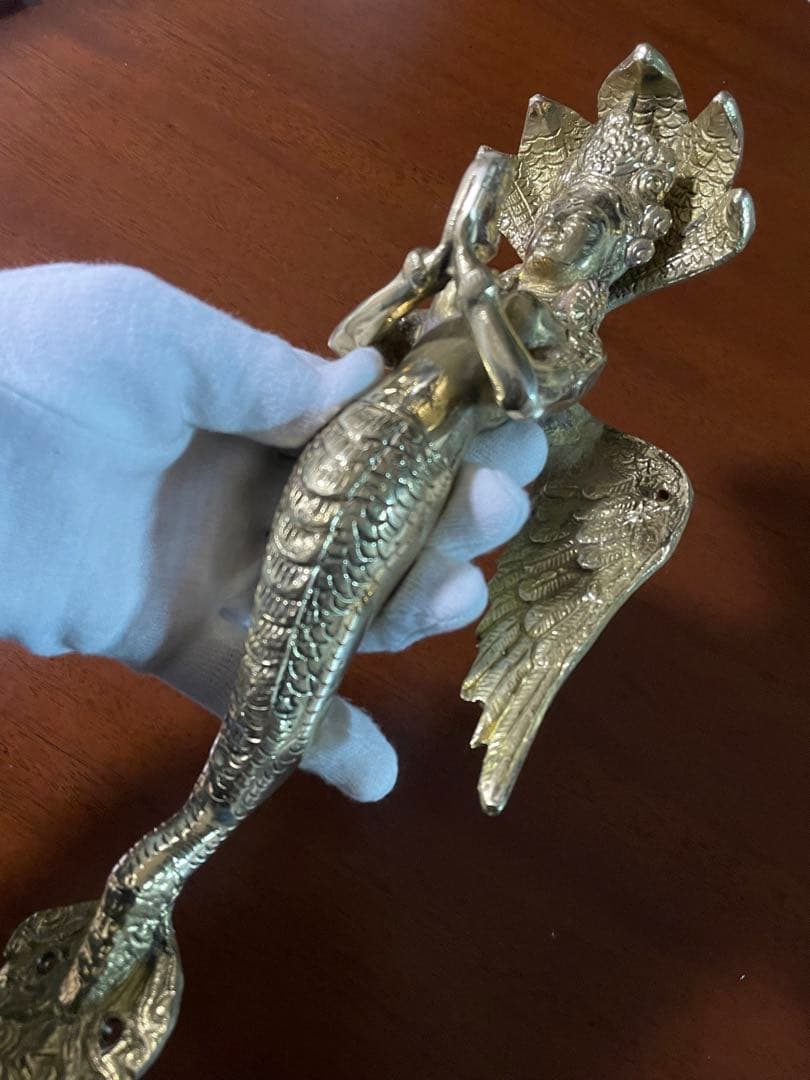 新品　送料無料 アンティーク ドアハンドル ナーガ 蛇神 龍神 約27㎝⑧