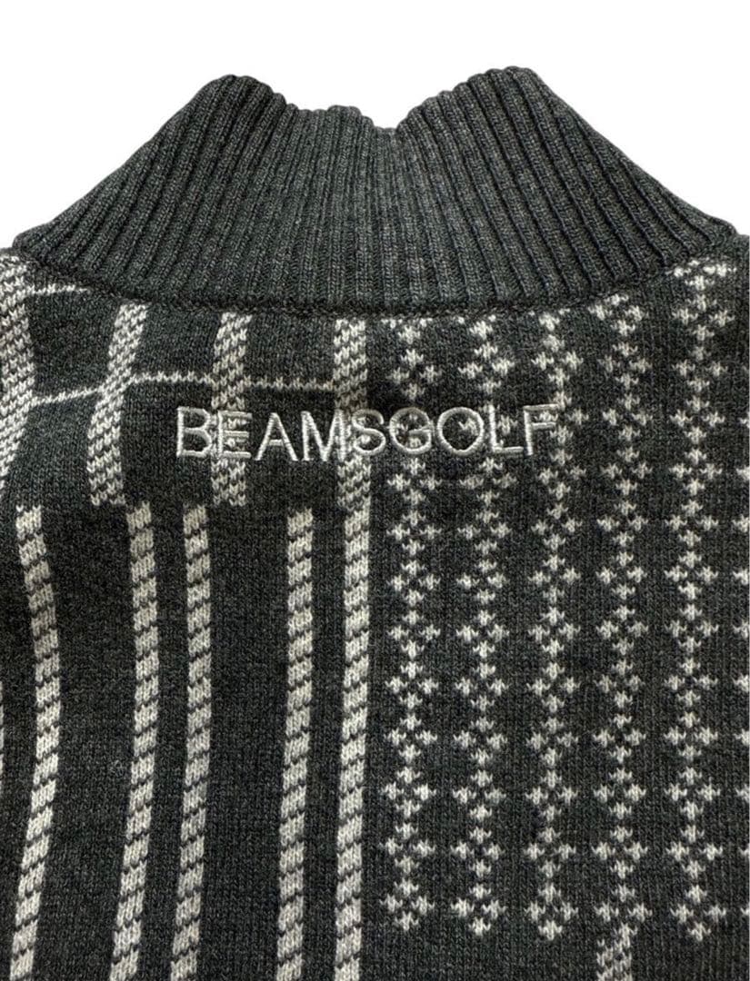 BEAMSGOLF ビームスゴルフ ロゴ刺繍 総柄 カシミヤ ウールジャケット