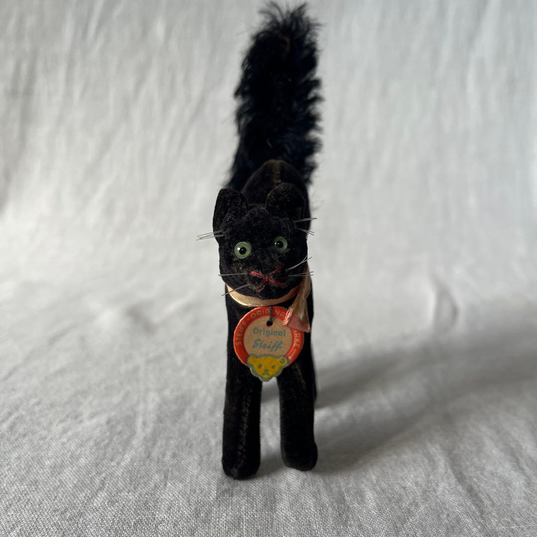 【最小】アンティーク　シュタイフ　トムキャット　tom cat 黒ねこ