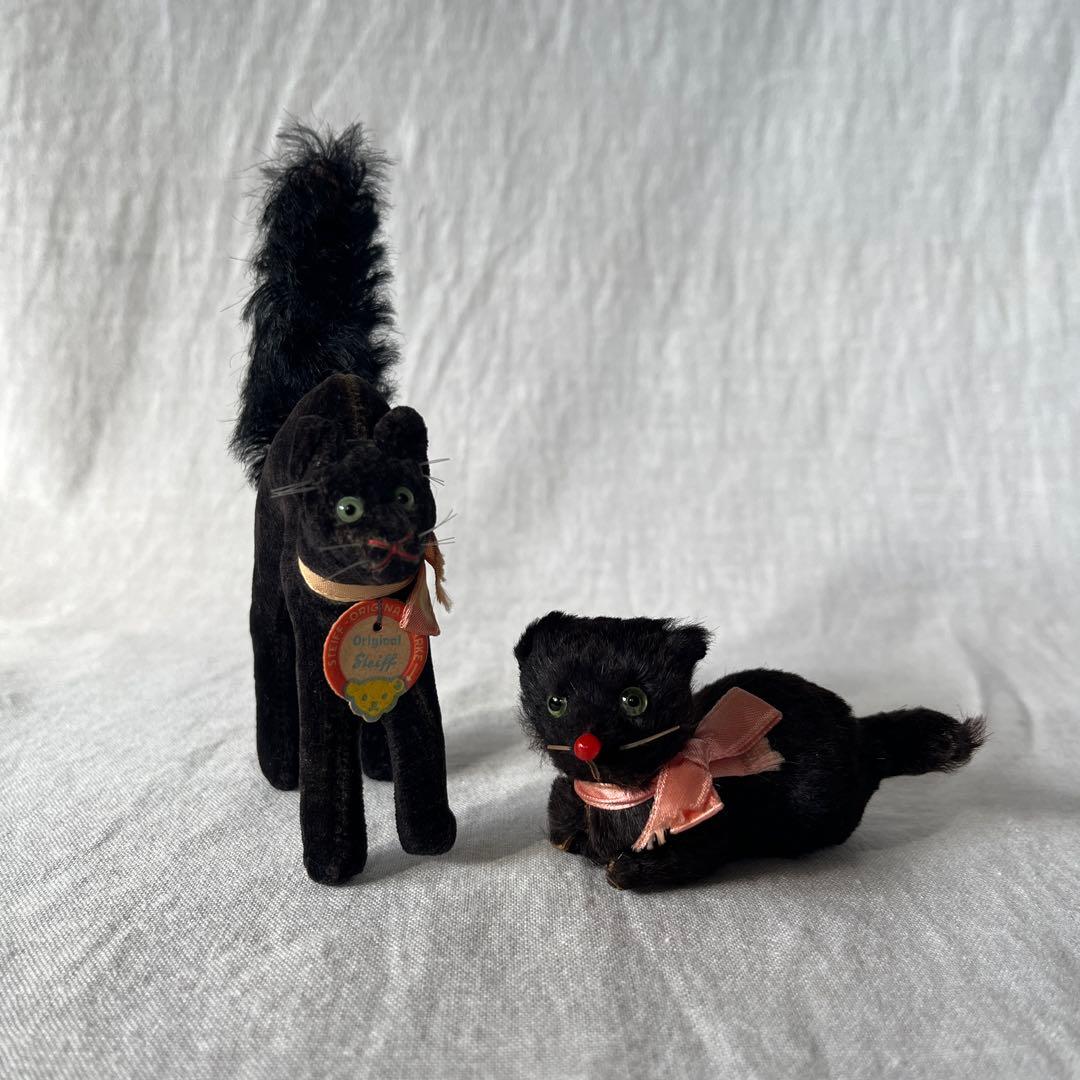 【最小】アンティーク　シュタイフ　トムキャット　tom cat 黒ねこ