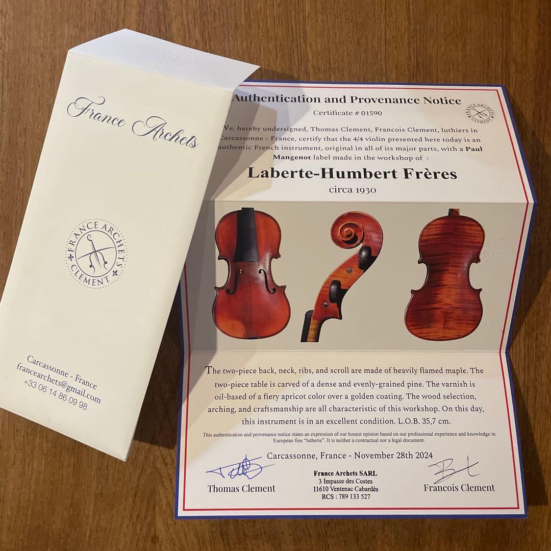 早い者勝ち！鑑定書付 P.Mangenot 1930 モダンフレンチ バイオリン