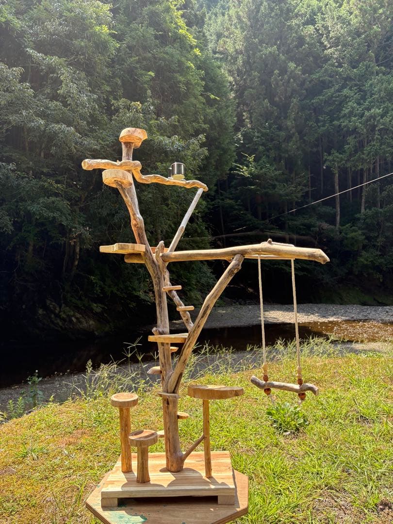 ハンドメイド　流木　バードアスレチック　バードジム　流木インテリア