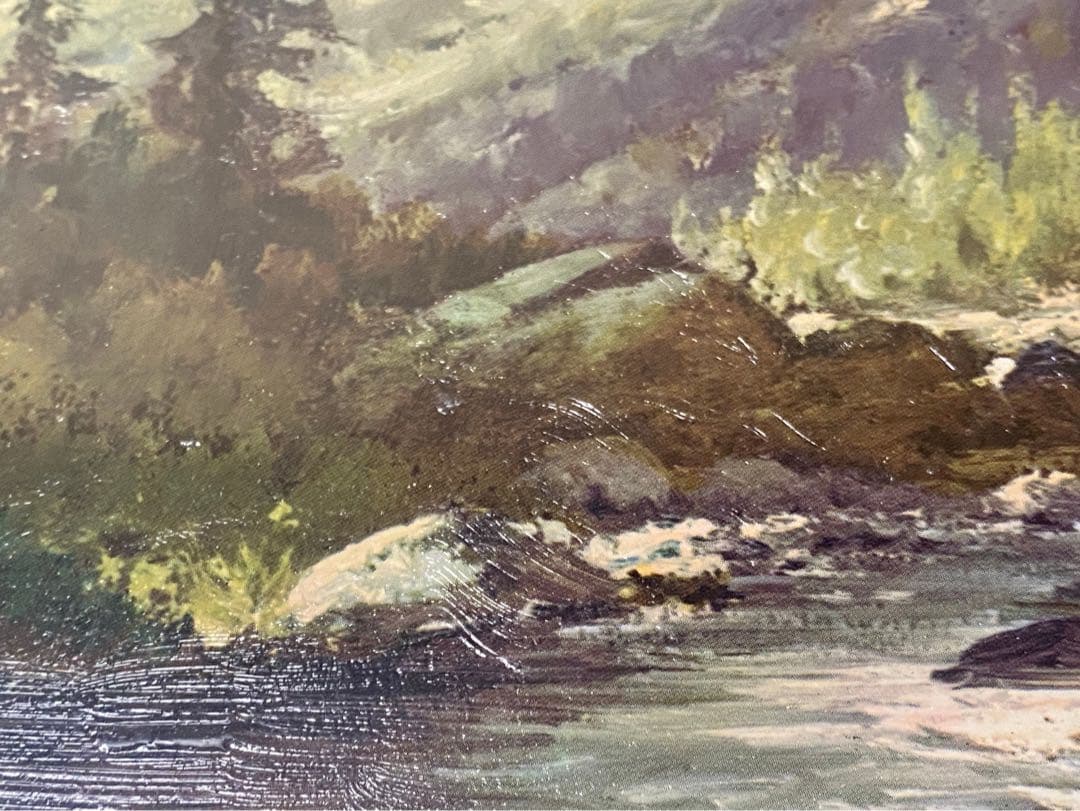 ロバートウッド 山と小川 風景画 絵画 油彩 油絵 インテリア 額縁