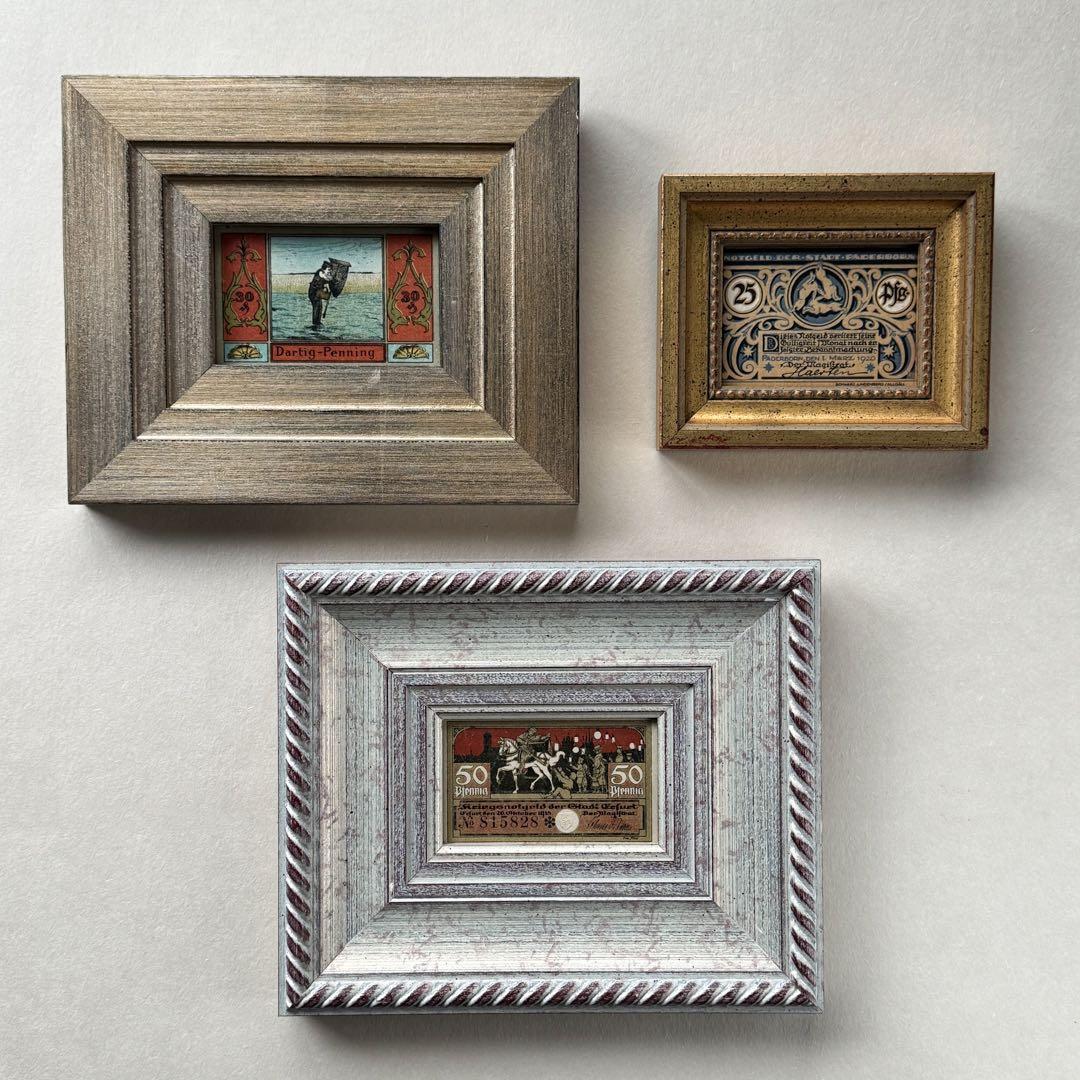 本物保証 アンティーク額装＋希少ノートゲルト2点セット ~北ドイツの歴史と芸術~