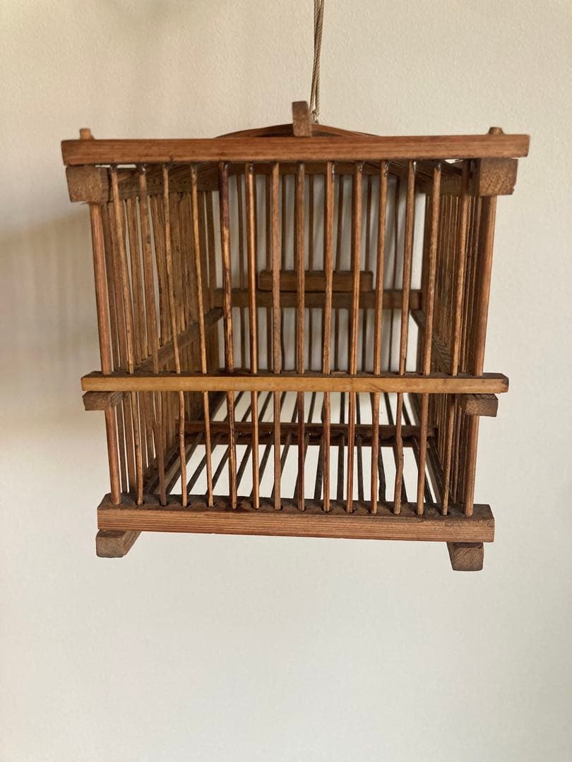 竹細工虫籠昭和初期ハンドメイドレトロオブジェ　 民藝　手工芸　アトリエ　骨董