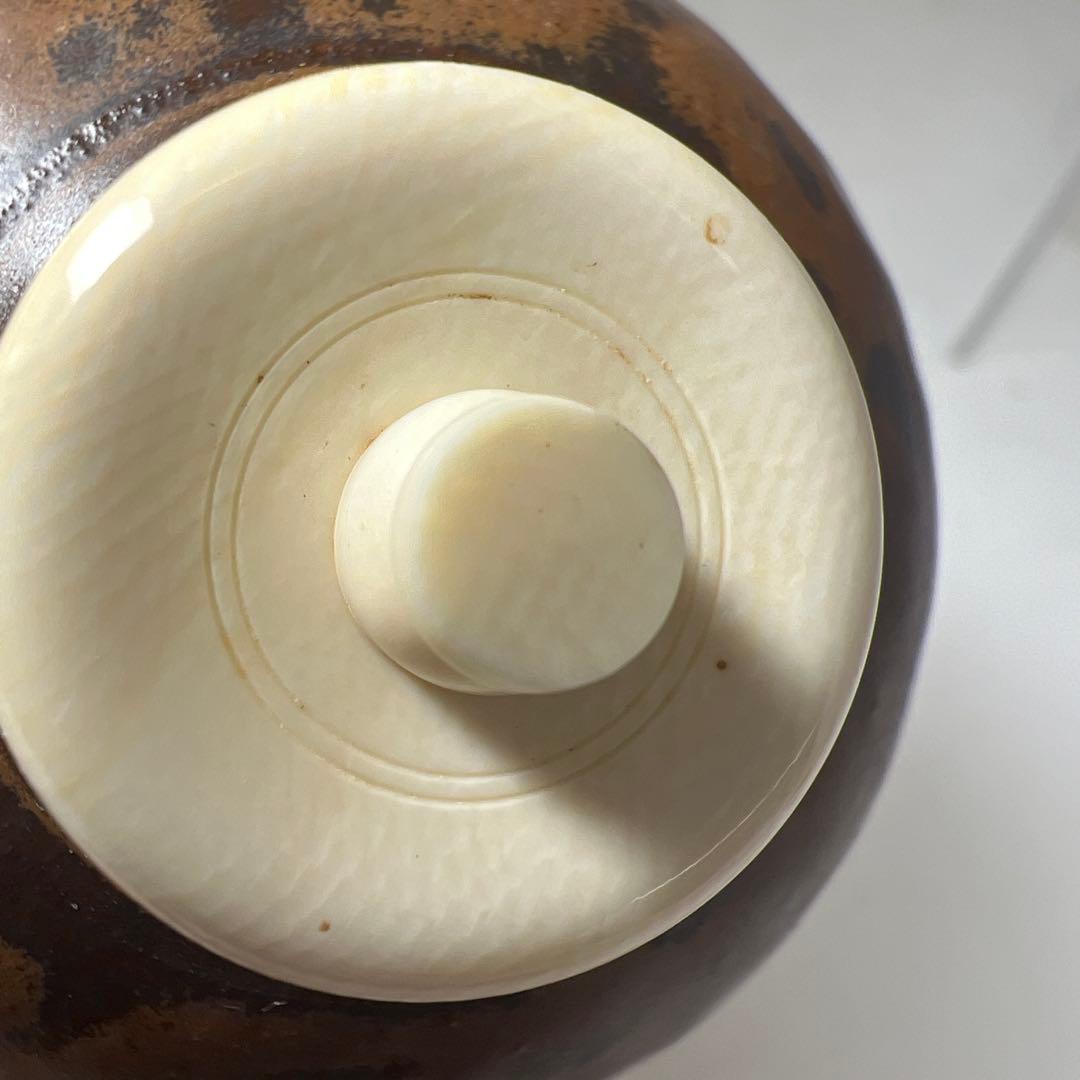 ☆茶3 平安　笹田仁史　岩城文琳写　茶入　共箱　h7㎝　東K8-0125①