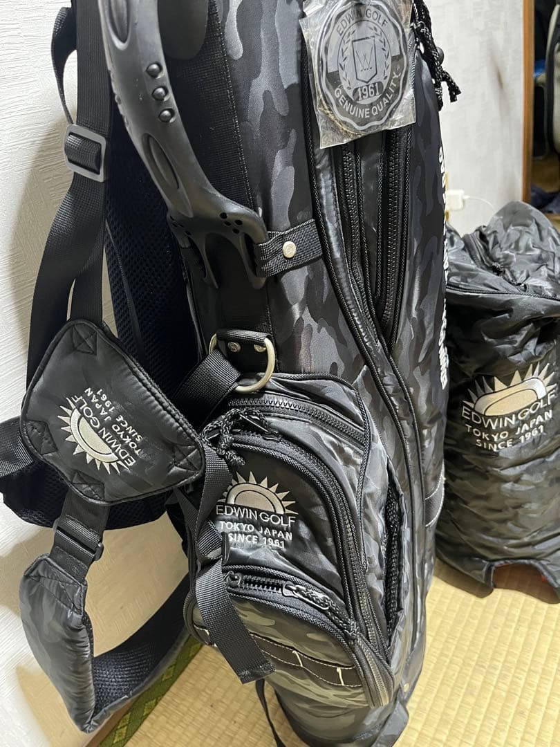 美品！エドウィンEDWIN 　ブラック迷彩カモフラ柄　スタンドキャディーバッグ