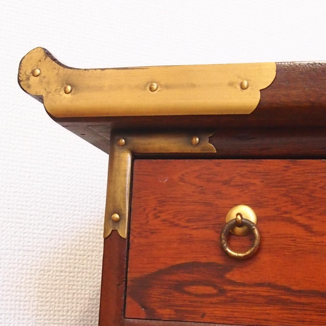 【良品】李朝家具 薬箪笥 隠し収納付き チェスト/小物入れ 蝶番金具 インテリア