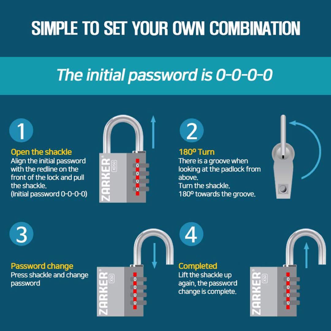 お値下げ‼️ザーカー 南京錠 4桁ダイヤル式ロック 再設定可能ロック【X50】