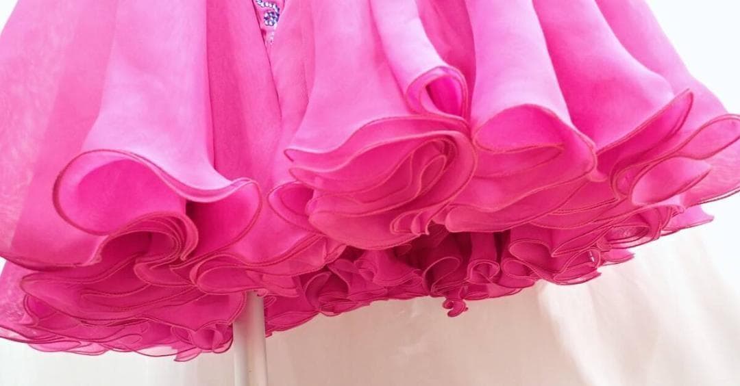 6364★凛舞チャコット★M/英国製/ピンク/スワロ/スタンダードドレス☆社交