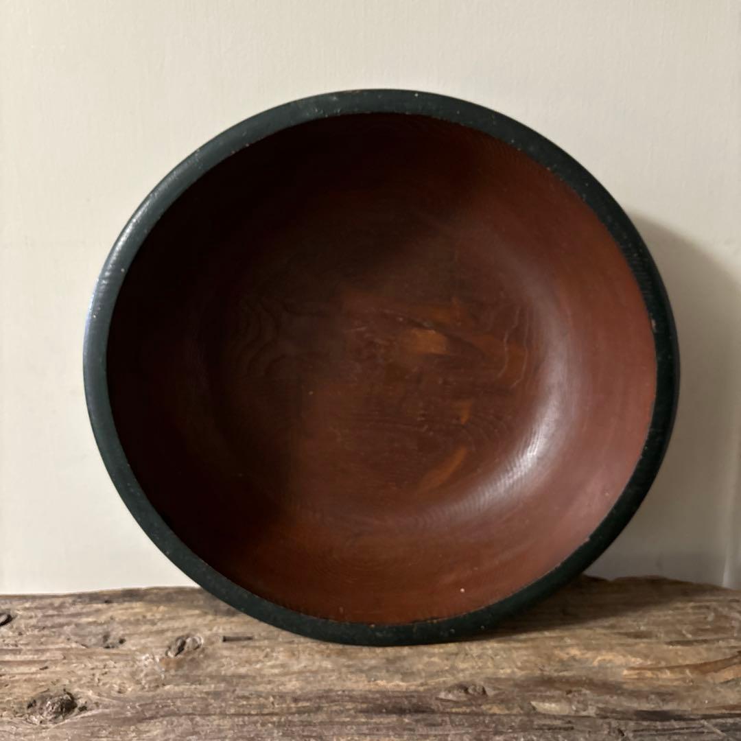 古い捏鉢　こね鉢　くり抜き盆　木地盆　古道具　アンティーク　民家　丸盆　検:李朝