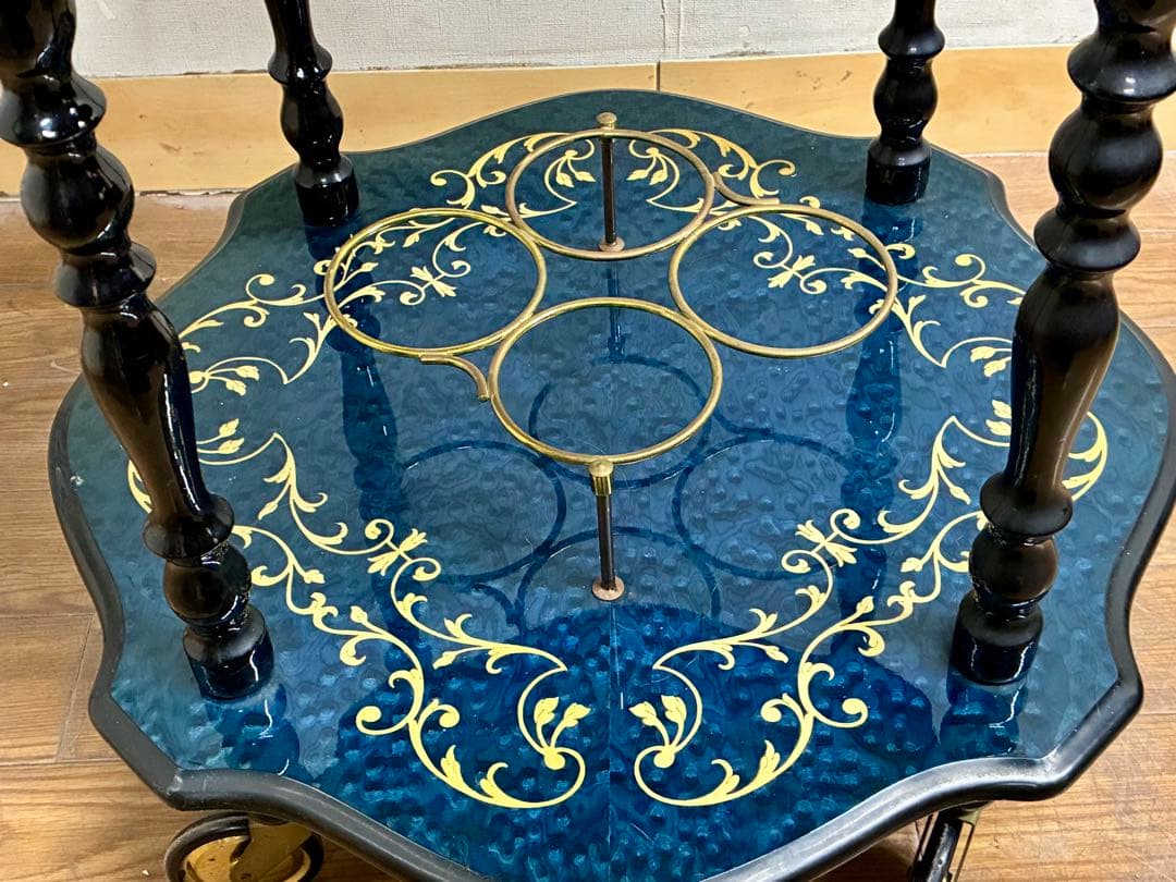 管459☆イタリア製☆ドマン社☆象嵌細工☆アンティーク☆キッチンワゴン