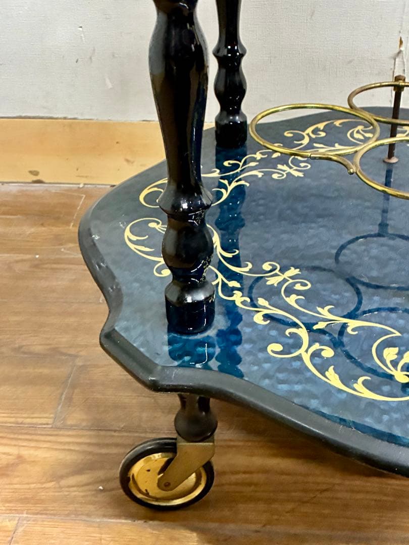 管459☆イタリア製☆ドマン社☆象嵌細工☆アンティーク☆キッチンワゴン