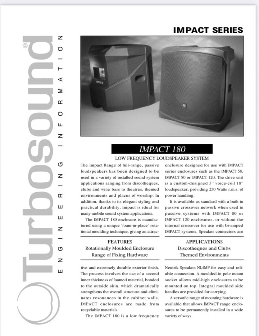 Turbosound Impact180 Passive 18” サブウーハー