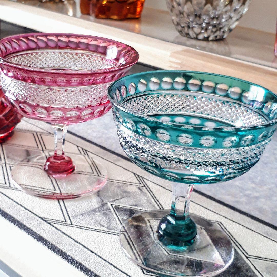 黒木国昭作　綾切子　馬上杯 　　　　　　現代ガラス芸術の巨匠 作品