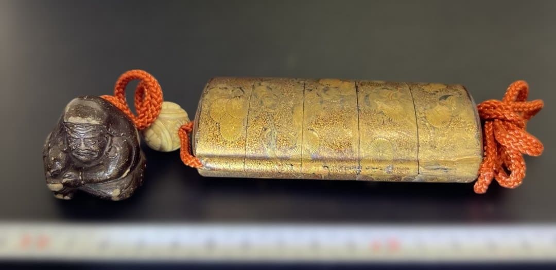 江戸時代　蒔絵印籠、ダルマ根付　73g 東Y7-1016☆2F