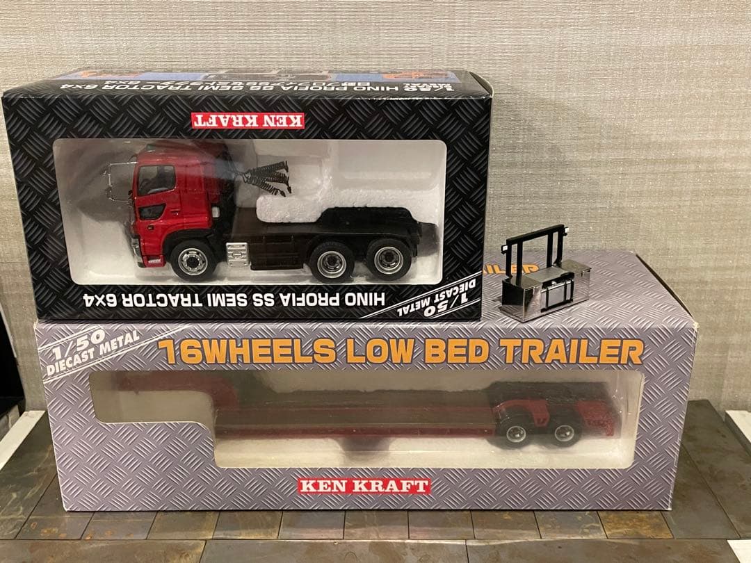 希少 ケンクラフト製1/50 プロフィア 16輪トレーラーセット