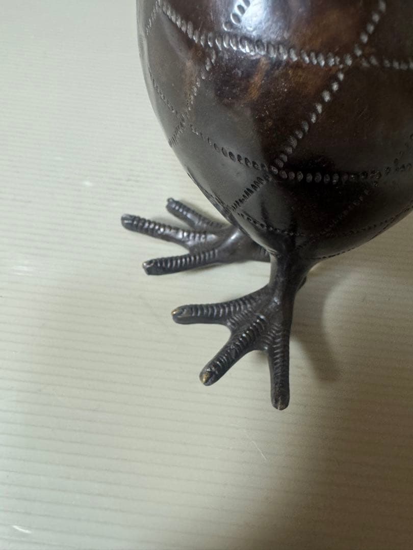 2138  中国古玩・古銅・乾隆年製銘・鶉・香炉・置物　時代物