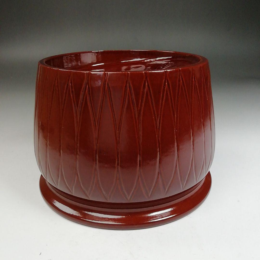 Ｗ１５８　建水　『溜塗　菊形建水』『竹師　宗甫 造』　共箱　茶道具