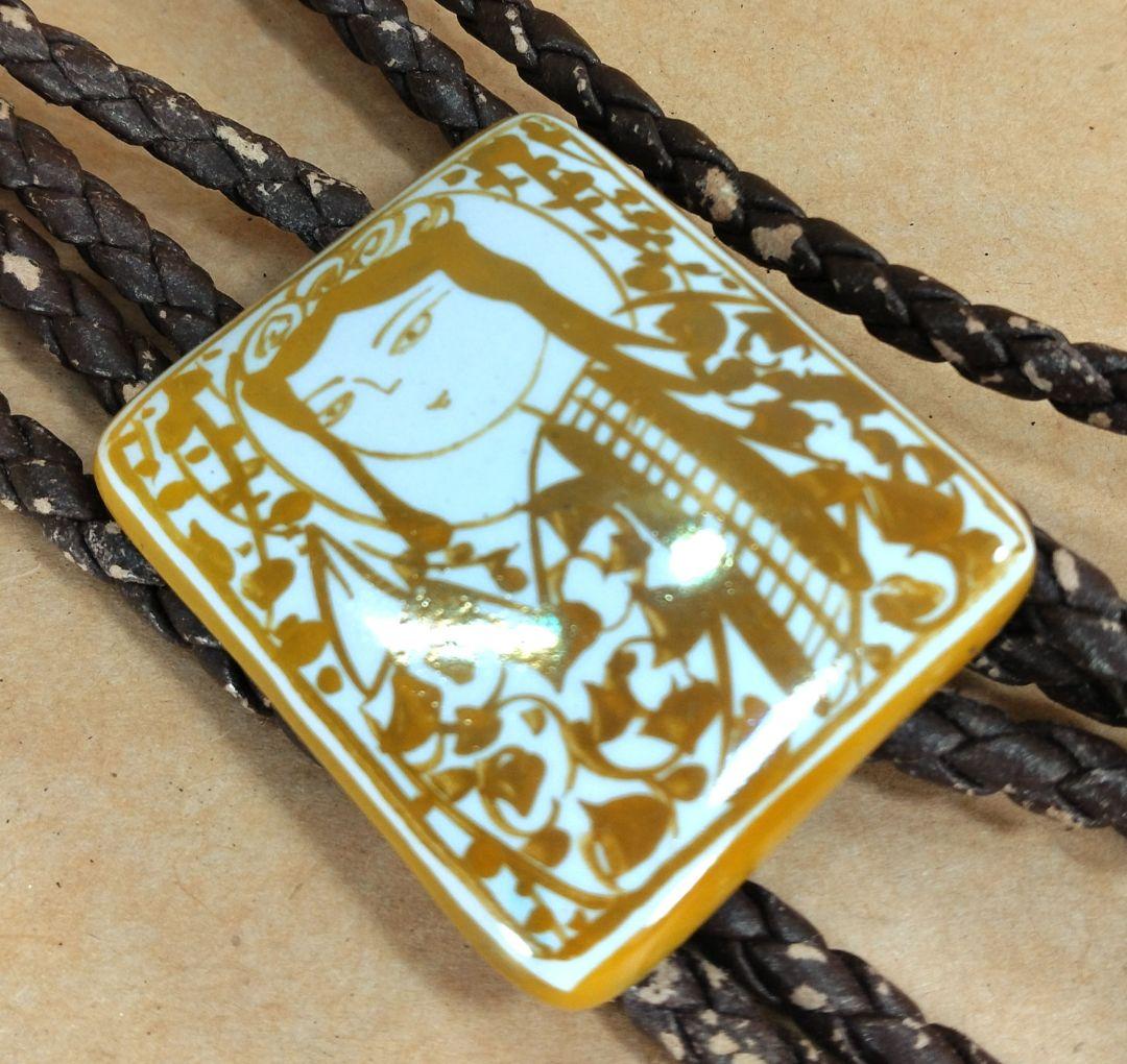 【本物保証】人間国宝 加藤卓男≪ラスター彩 陶板≫ループタイ 共箱 栞 陶器美品