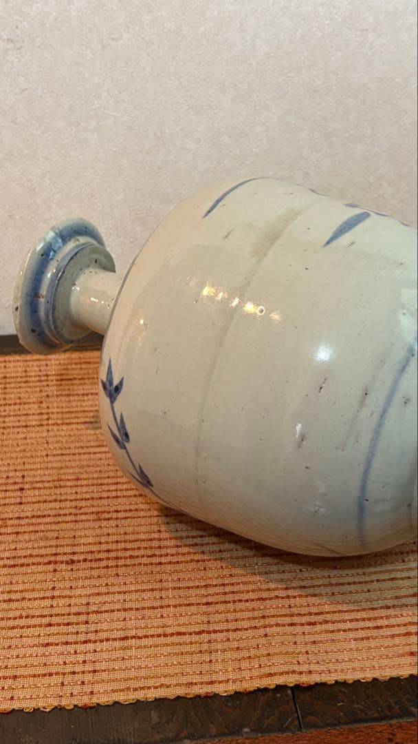古民具　古染付　水柱　酒壺　白磁 清時代　中国美術　骨董
