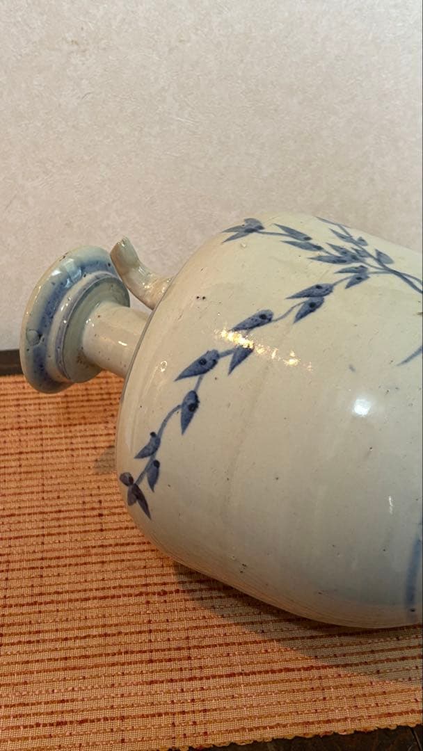 古民具　古染付　水柱　酒壺　白磁 清時代　中国美術　骨董