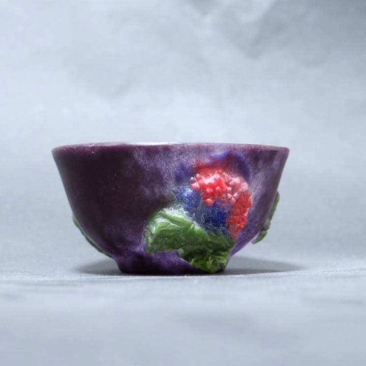 ガラス作家　佐伯泰典作　紫陽花　ぐい呑　パートドヴェール