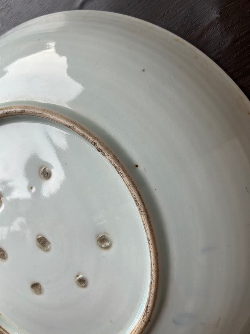 伊万里 染付 青絵 登り鯉 魚藻文 江戸後期 出世 大皿 飾り皿 絵皿 骨董品