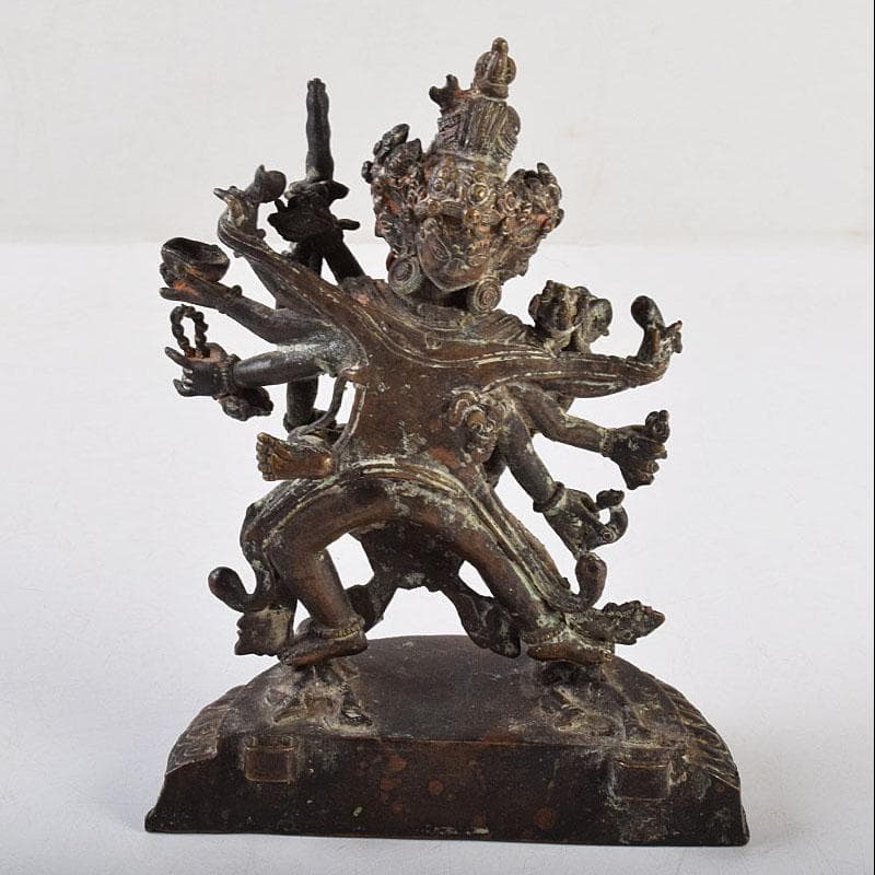 中国　古銅　チベット仏　歓喜仏　仏像　時代箱付　D　R9110