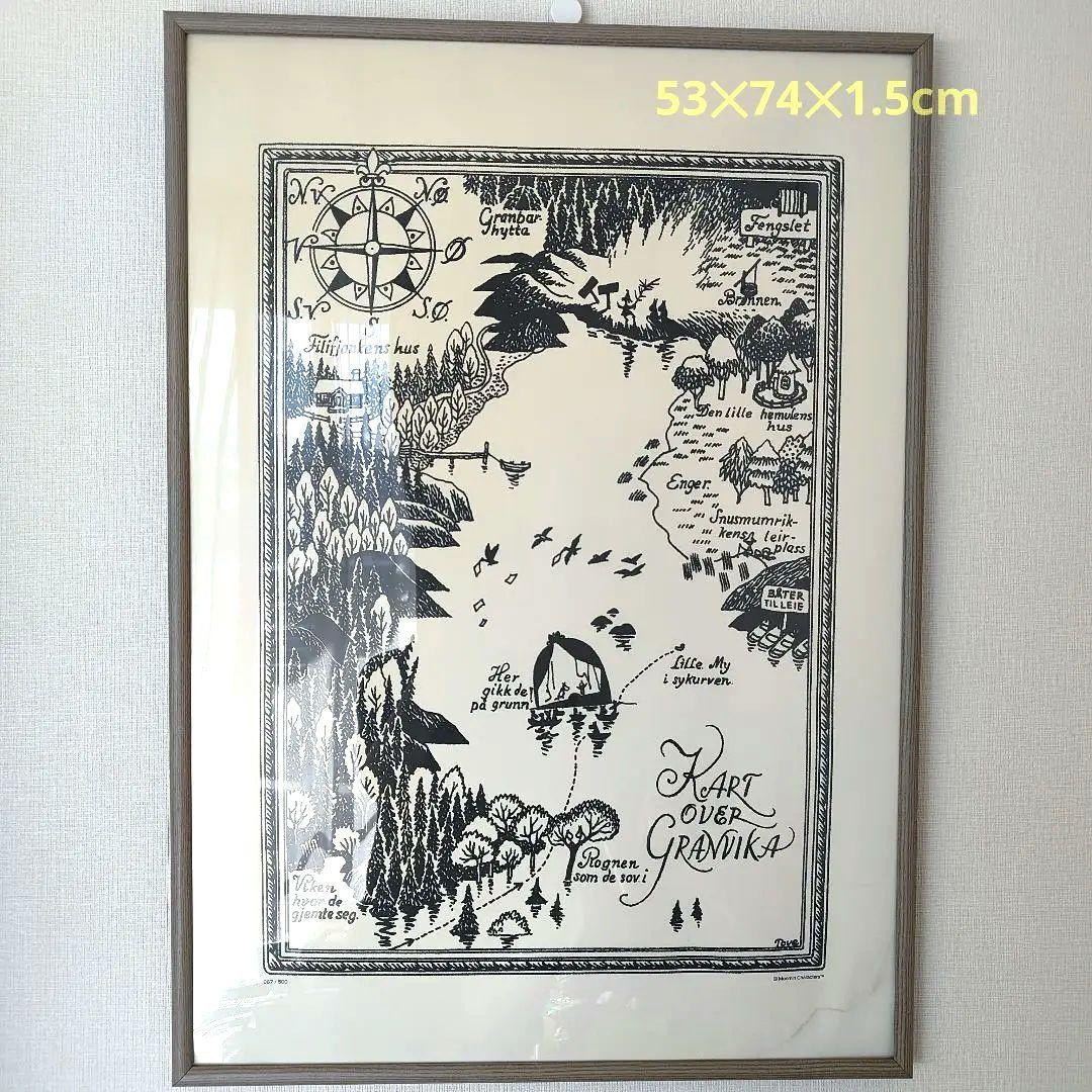 【限定】B2 ポスター　シルクスクリーン　ムーミン谷　地図　2004年　展覧会