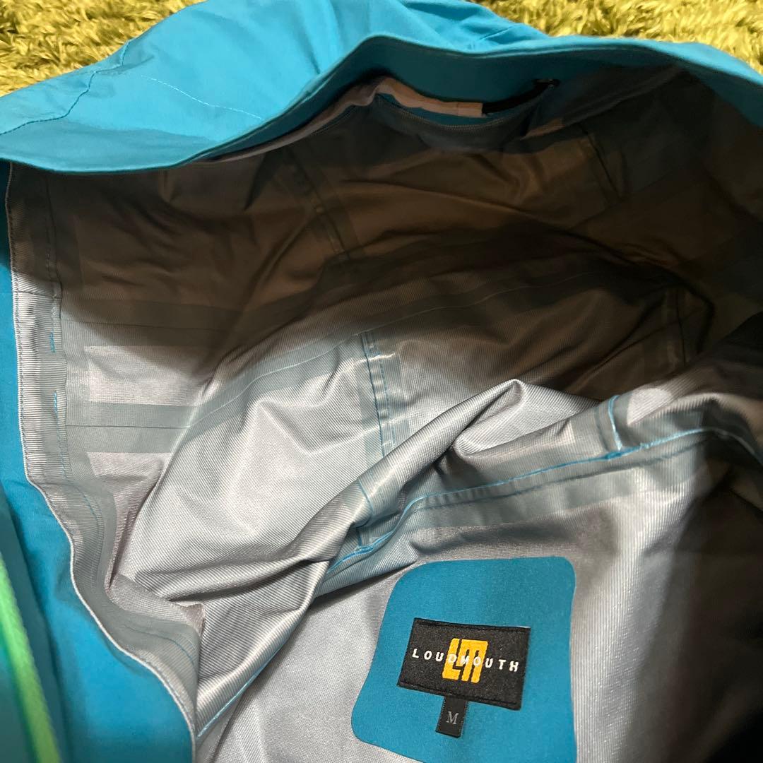 新品Ｍサイズ　高機能ラウドマウスゴルフメンズダントツ撥水レインウェア　ブルー