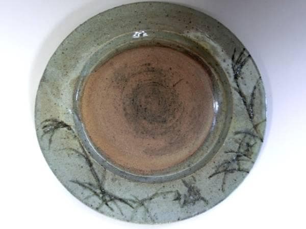 硯■桂川硯 唐草文丸陶硯 陶器硯 書道道具 骨董品 古美術■