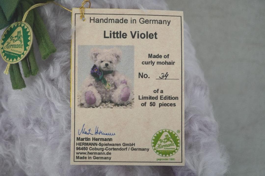 【M2512-21】 Harmann ハーマン テディベア リトルバイオレット