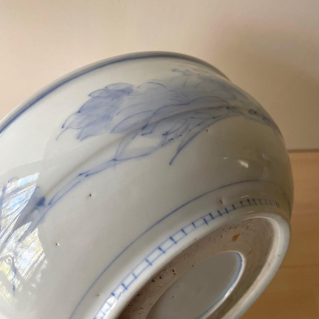 古伊万里 染付 草鳥文 深鉢 呉須 青花