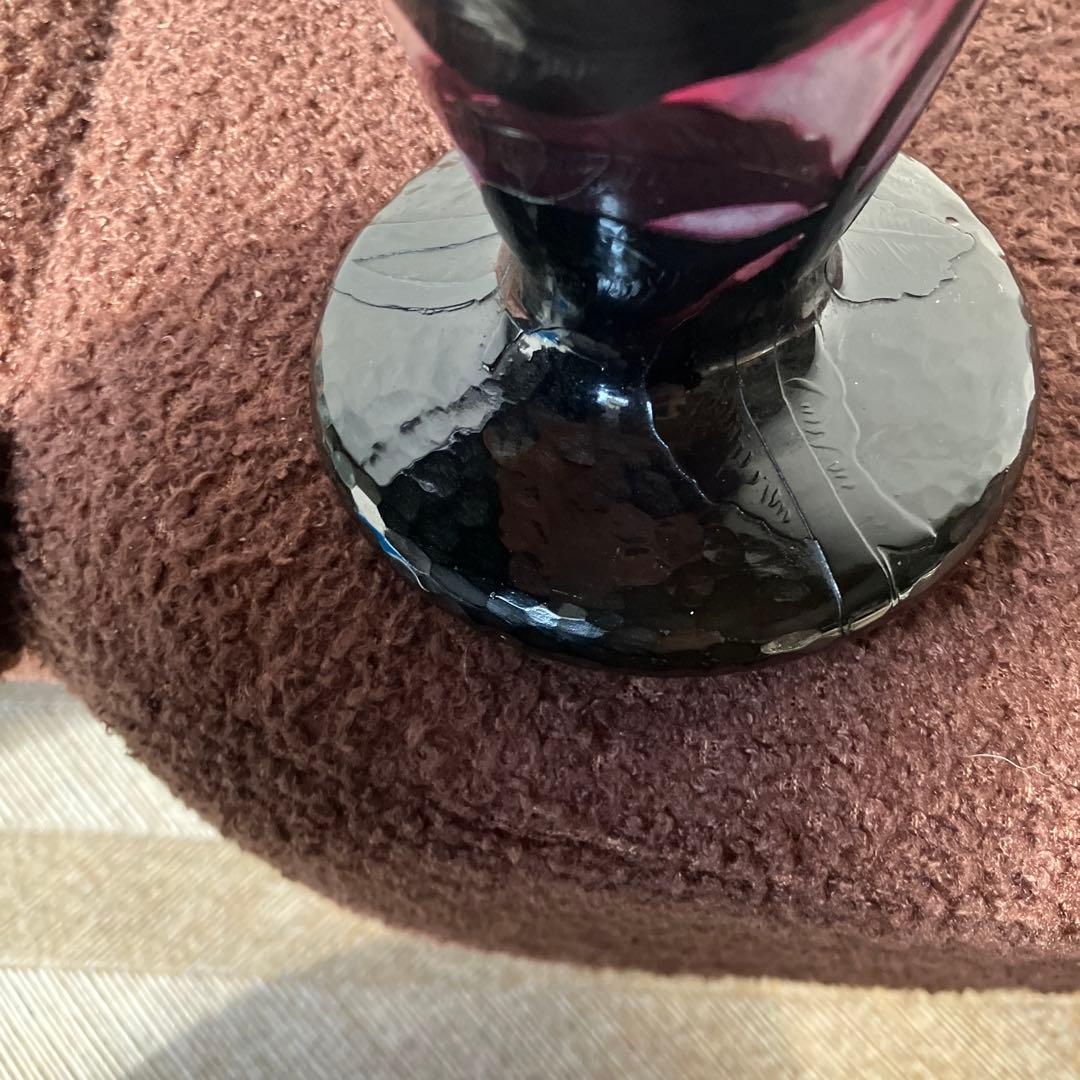 Y*E様 ドーム・ナンシー　花のデザイン ガラス花瓶 黒紫