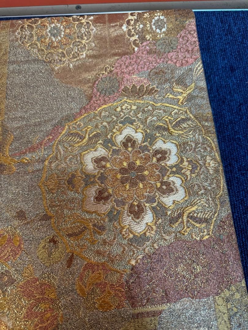 1923 袋帯 古代彫金紋  西陣織   金糸　高級上質上品　約440cm未使用