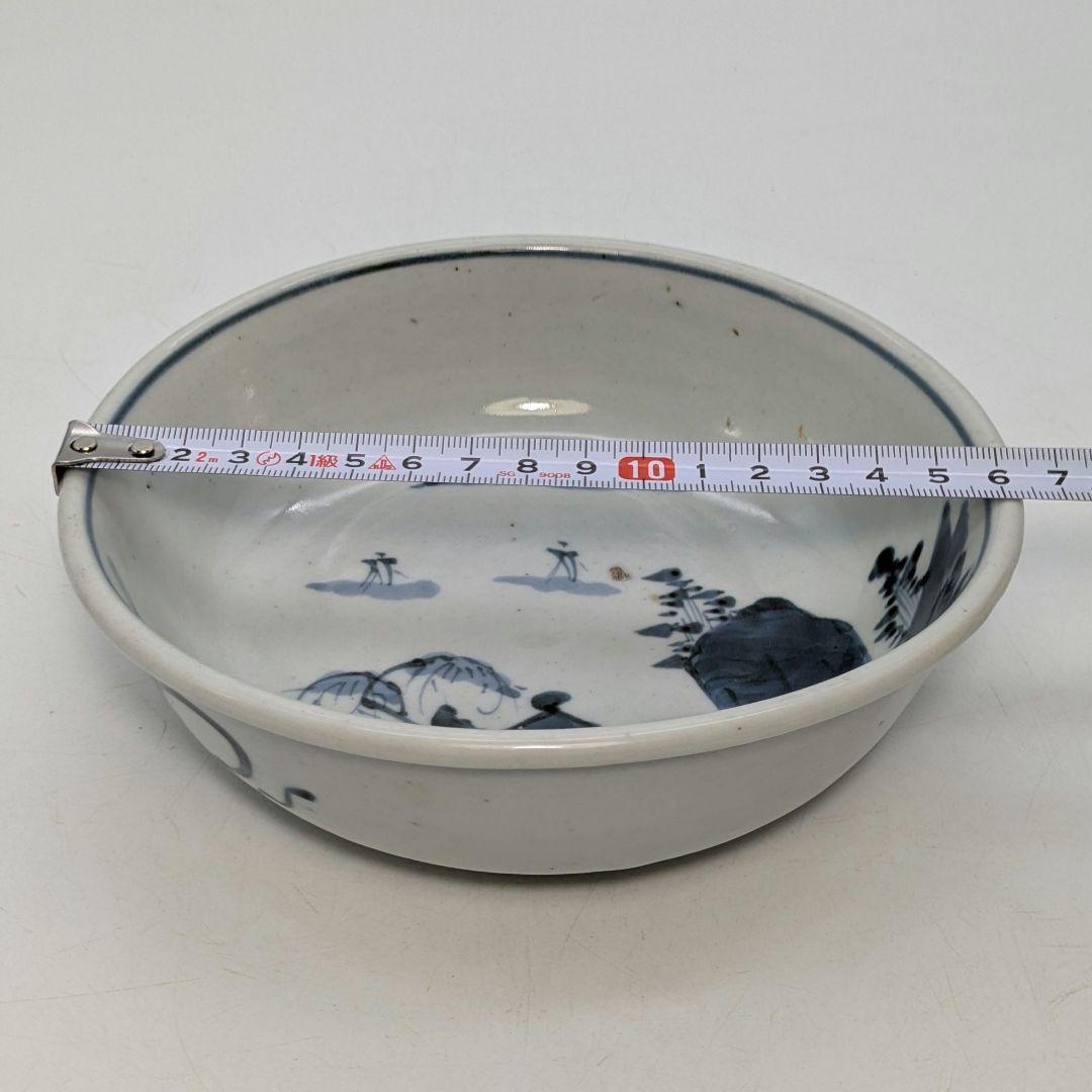 江戸末期 古伊万里 くらわんか皿 染付山水図 食器 有田焼 伊万里焼 中鉢 小鉢