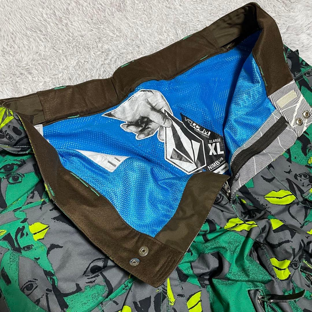 ボルコム　スキーウェア　ナイロンパンツ　総柄　ロゴ刺繍　タウンユース　XLサイズ