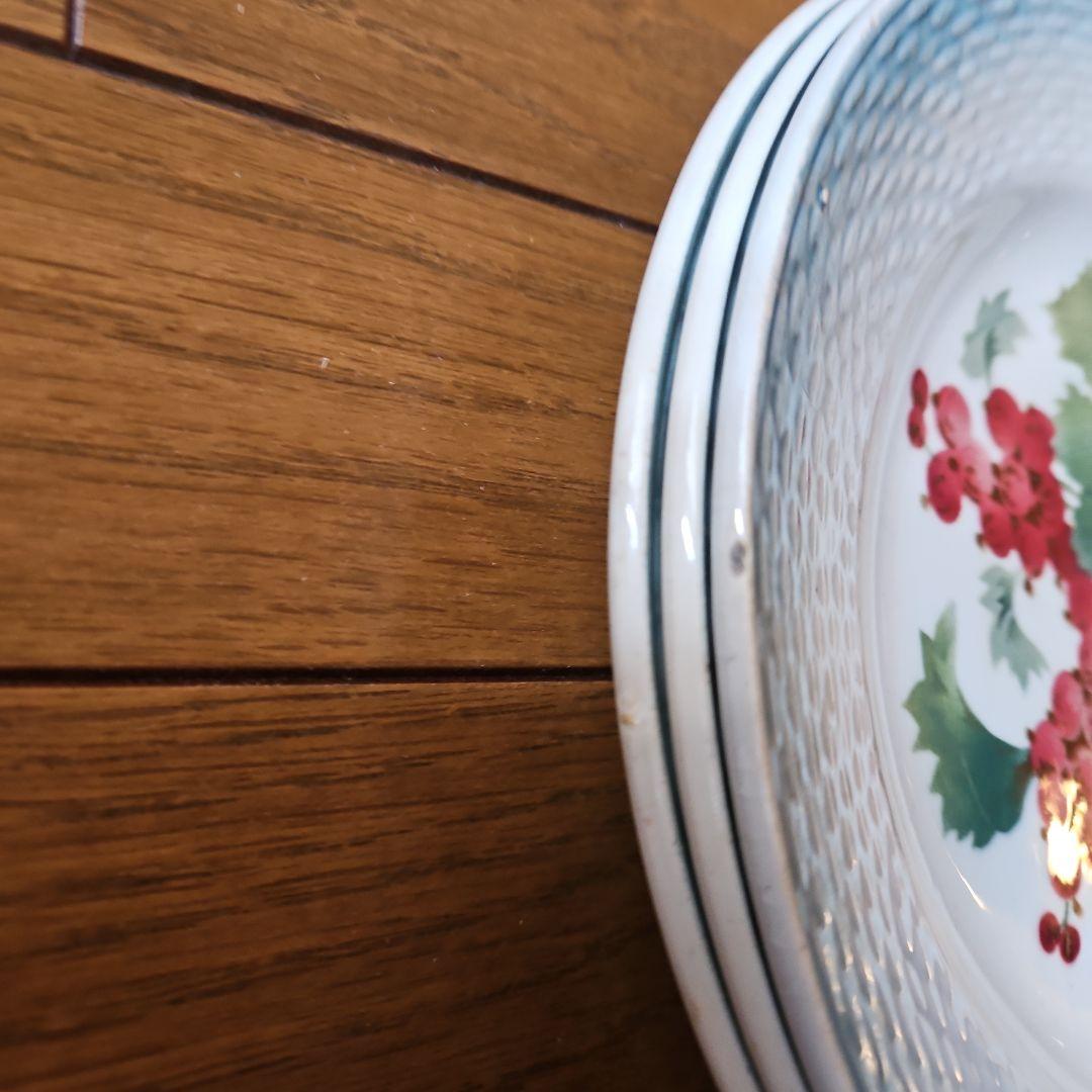 フルーツ柄デザートプレート3枚セット　サンタマン製　フランス蚤の市　美品