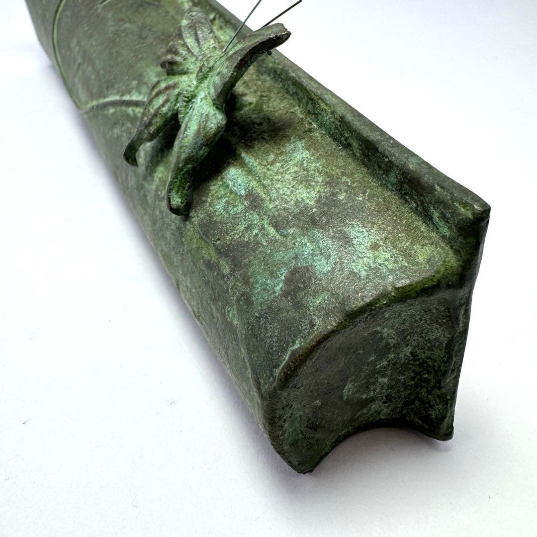 未使用 大森孝志 瑞峰堂 青銅 陽だまり 蝶 花瓶 花器 共箱 説明書 高岡銅器