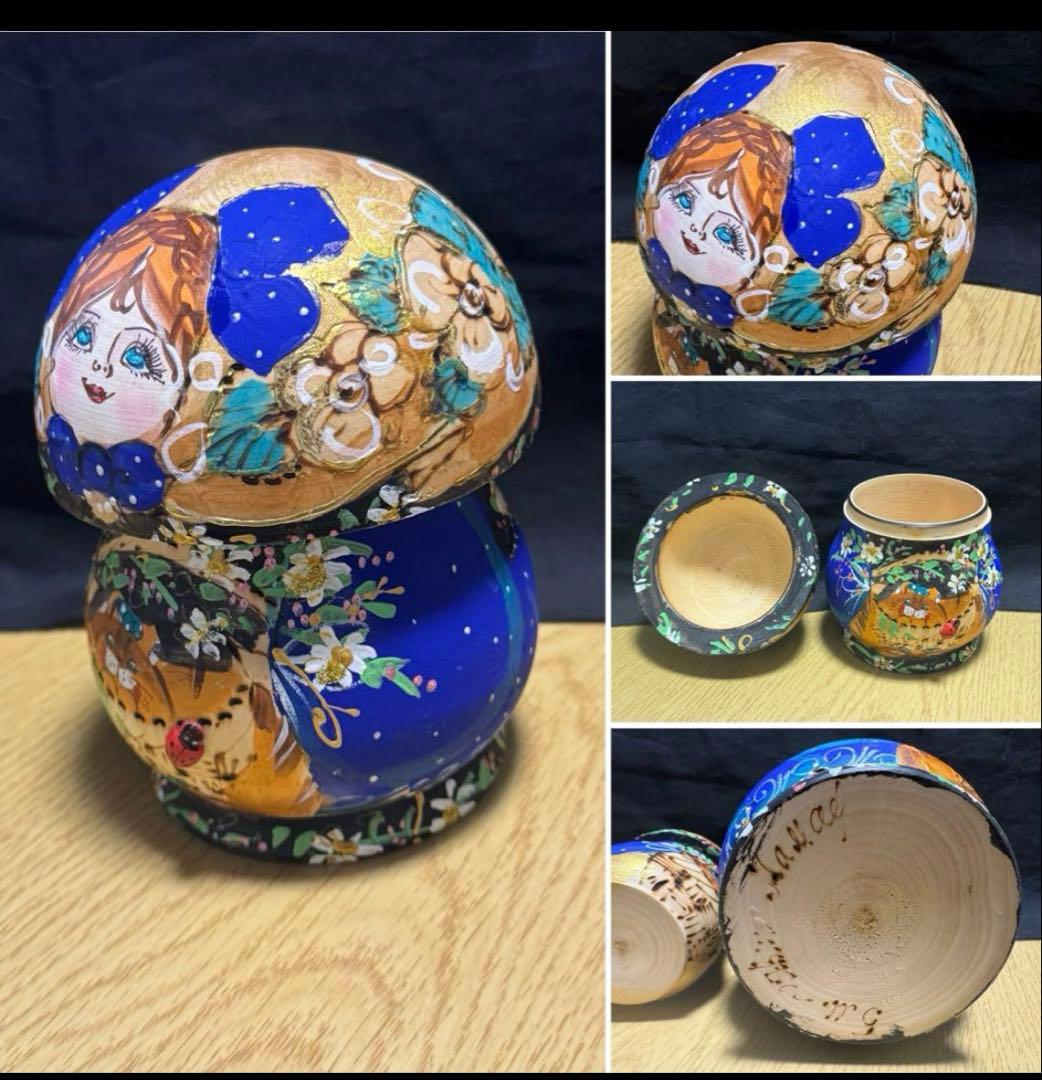 セール❗️ロシア　イリーナ・ママエヴァ作品　キノコ型マトリョーシカ5組