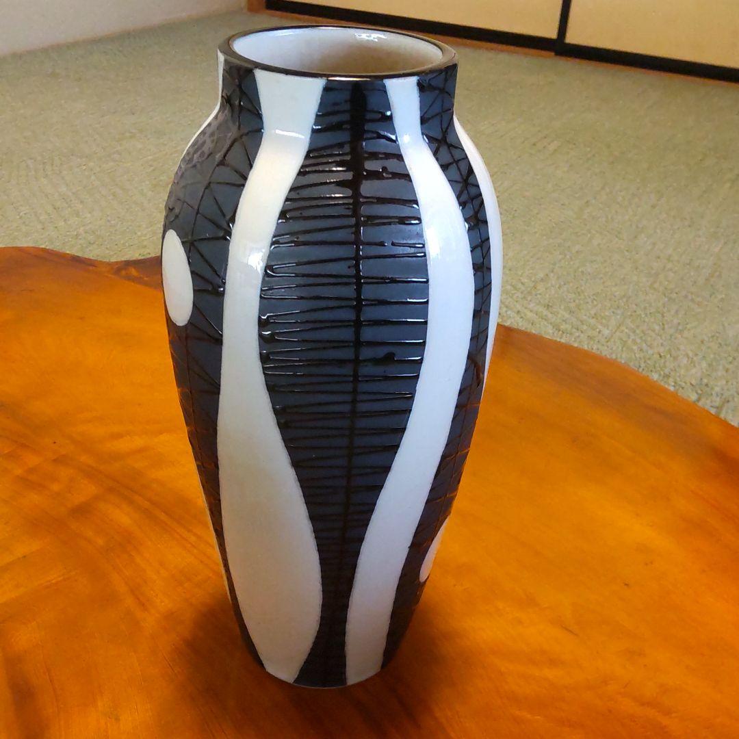 ヴィンテージ　九谷焼　花瓶　花器　陶泉作